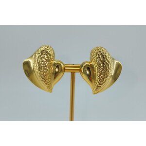 VTG Signed Paolo Gucci Gold Tone Clip On Earrings Luxury Glamour Designer Bold